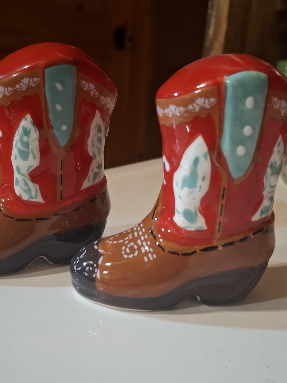 Pioneer Woman Ceramic Cowboy Boot Salt & Pepper Shakers